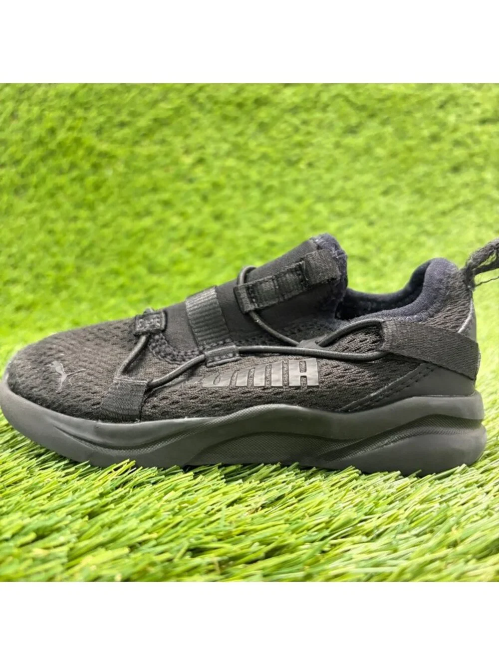 Puma Rift Slip-On Boys Size 8C Black Athletic Running Walking Shoes Sneakers